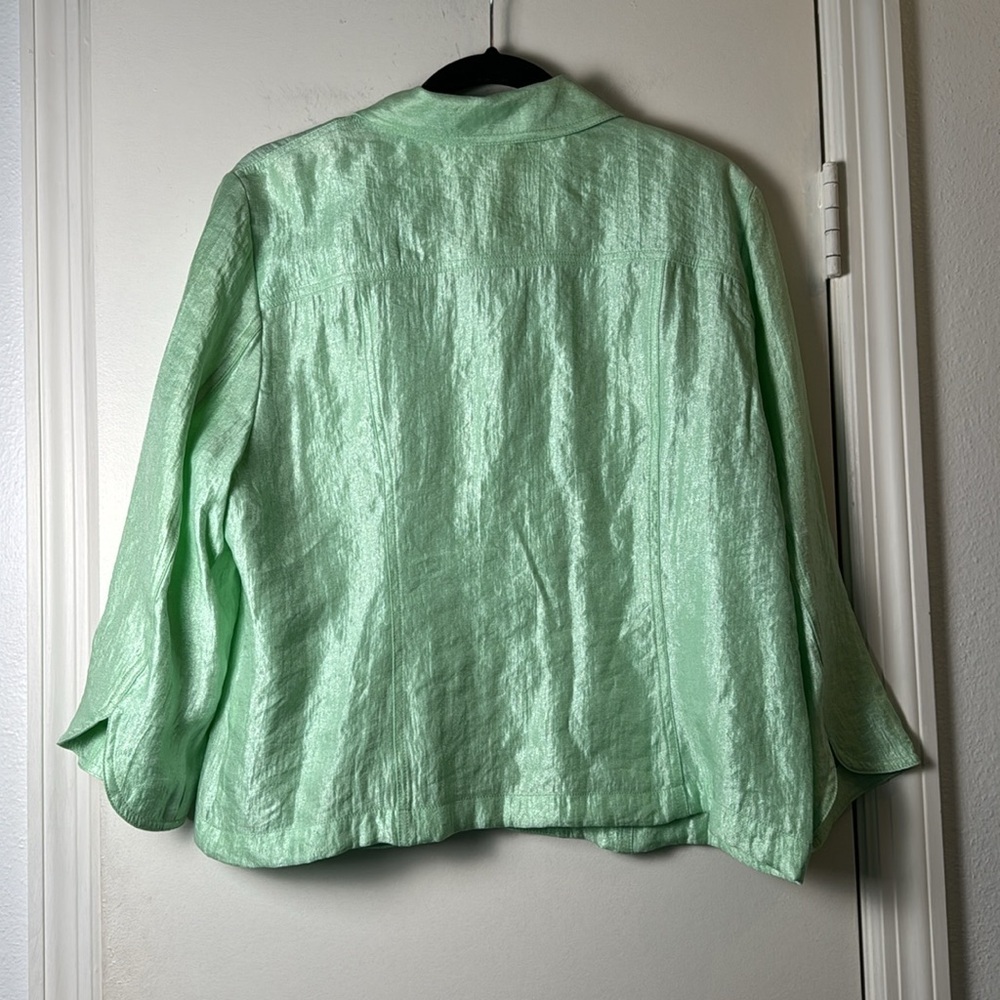Casual Ruby Rd. Iridescent Green Button Up Spring… - image 7